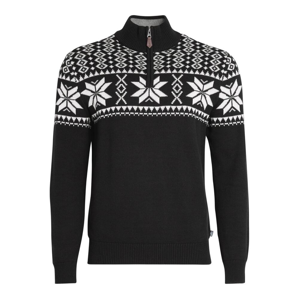 CHAPS Mens Size M Black Holiday Quarter Zip Sweater Snowflake New with Tag $80